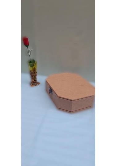 Hobi Dekoratif Takı Kutusu Çokgen Model Klipsli Bölmeli Ham Ahşap Mdf El Yapımı