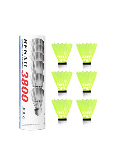 Geeksen 6 Adet Sarı Plastik Badminton Topu - Kompozit Mantar Başlı, Esnek Ve Dayanıklı - Başlangıçcılar İçin Egzersiz Ve Spor