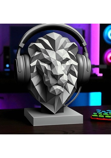 Aslan Kulaklık Standı 3D Baskı Oyuncu Aksesuarı Masa Dekoru