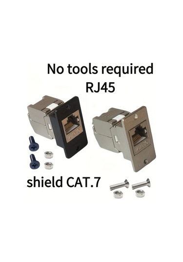 Xuweiwei Siyah 2 Adet Kategorisi 7 Rj45 Metal Panel Vidalı Montaj Güç Hatı Ağ Adaptörü 5 Adet