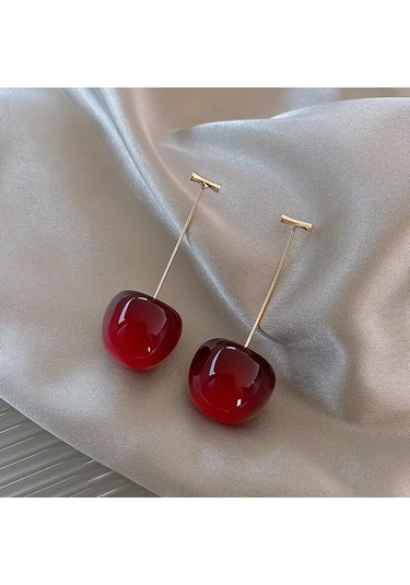 Mumicemum Kiraz Küpe Kırmız - Altın