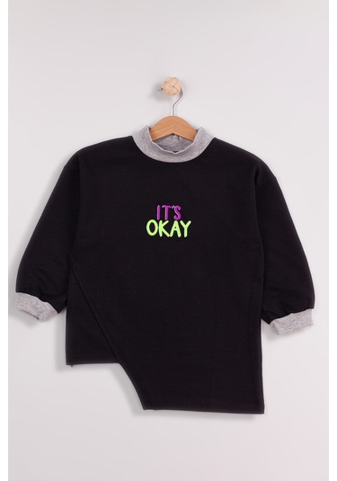 Kız Çocuk 2'li Paket Basic Sweatshirt Siyah