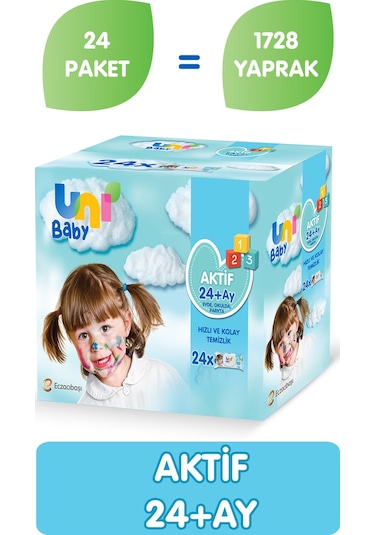 Uni Baby Aktif Bebek Islak Havlu Mendil 24 X 72'Li