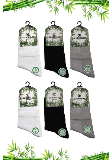 Bambu Kadın Yarım Konç Renkli Dikişsiz Düz Çorap 6'lı Paket Çok Renkli