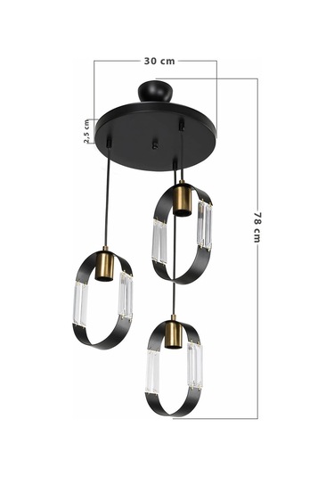 Nova 3lü Avize Çember Çok Renkli