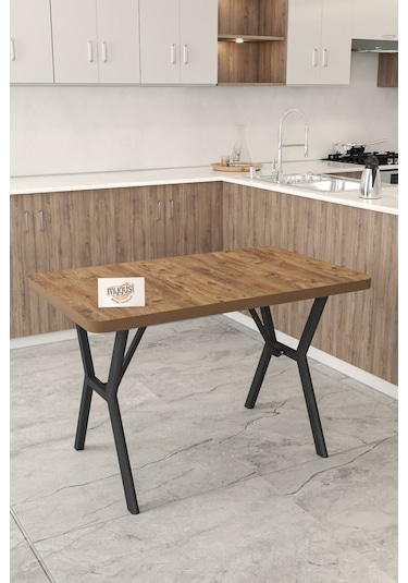 Gnr 70x110cm Sabit Atlantik Mutfak Masası Takımı, Yemek Masası, 4 Modern Cappucino Sandalye Cappuccino