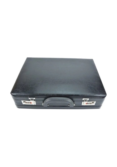 Case Club 10 Cm Bond Körüklü Evrak Çantası Şifreli Organizer İç Bölüm Siyah
