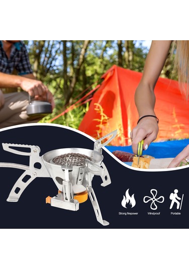 Padalink Katlama Portatif Rüzgar Geçirmez Kamp Ocağı, Yüksek Verimli Ve Enerji Tasarruflu Gümüş