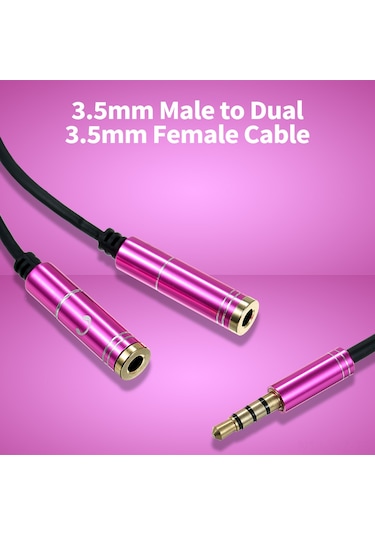 Wezone Mavi 3.5mm Erkekden İki Dişiye Ses Kablosu - Kulaklık Ve Mikrofonu Birleştirir, Paylaşım Ve Kayıt Kolaylığı Sağlar