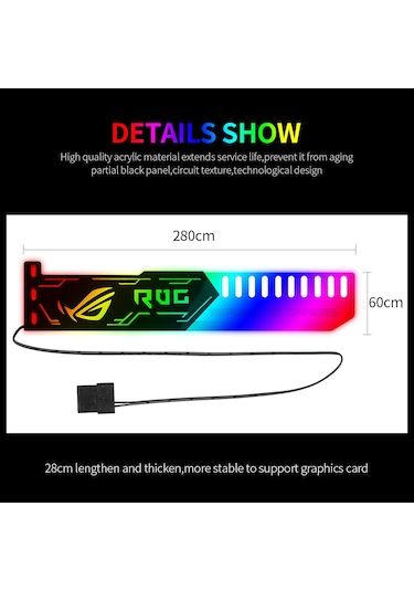 Kangvka Rgb Işıklı Ekran Kartı Destek Aparatı, 5v 4pin Besleme Led Işık Paneli, Rgb25 Modeli