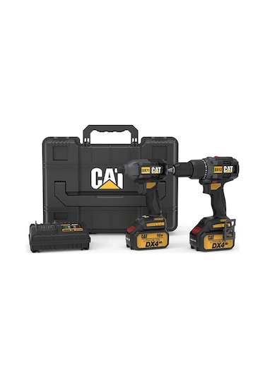 Cat DX12K.2 18Volt/4.0Ah Li-ion Çift Akülü Kömürsüz Profesyonel Şarjlı Darbeli Matkap + Dx71.2 Kömürsüz Darbeli Tornavida Kombo Set
