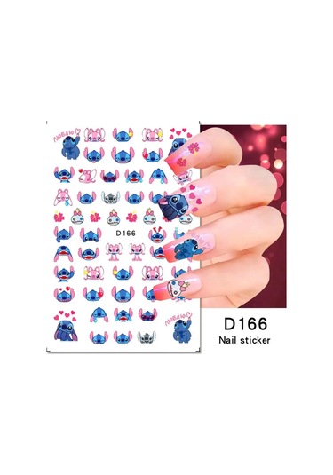 Lilo Ve Stitch Tırnak Çıkartmalar Anime Etiket Tırnak Sanat Süslemeleri Karikatür Animasyon Tırnaklar Üzerinde Basın Çivi Aksesuarları Manikür İçin Altın Folyo