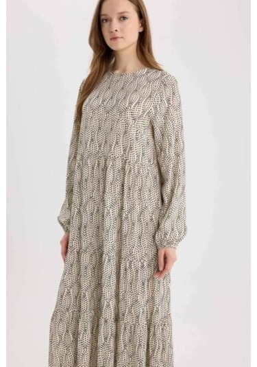 DeFacto Bisiklet Yaka Desenli Uzun Kollu Maxi Tesettür Elbise A2354AX25SPBK81