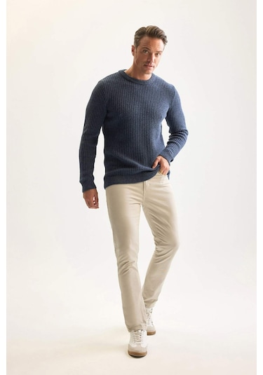 DeFacto Standart Fit Bisiklet Yaka Dokulu Triko Kazak E0811AXNSIN34