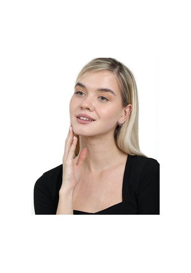 Tesbihane Göz Tasarım Rose Renk 925 Ayar Gümüş Kadın Küpe