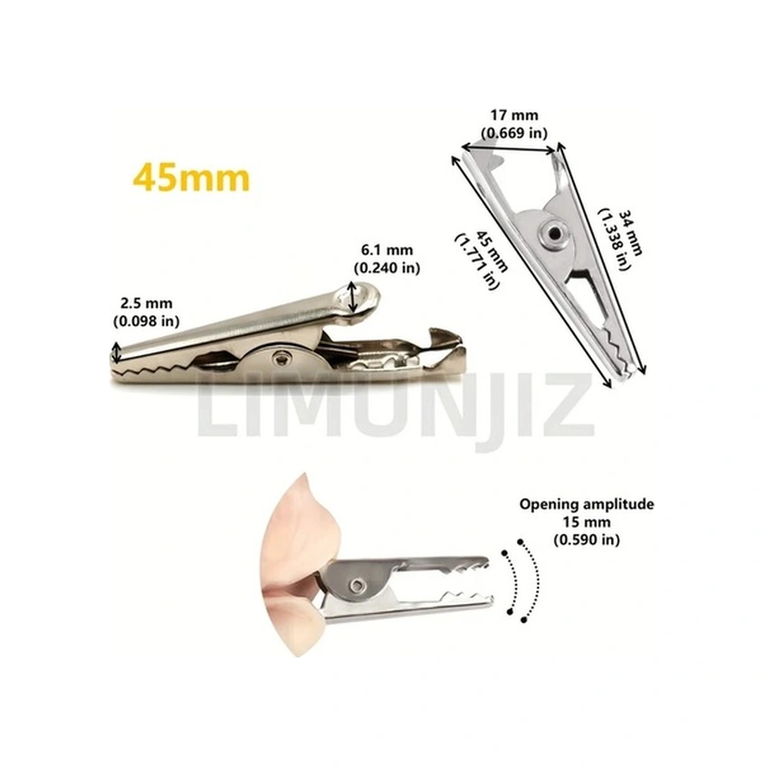 Trendooze Sunshine022 50 Adet 45mm Metal Yaylı Kıskaç Laboratuvar Test Kablolama