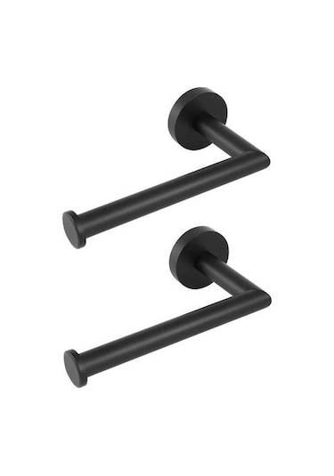 Pazly Siyah Tuvalet Kağıtlığı, Duvara Monte 304 Paslanmaz Çelik Tutucu -2 Adet, Mat Siyah Diğer