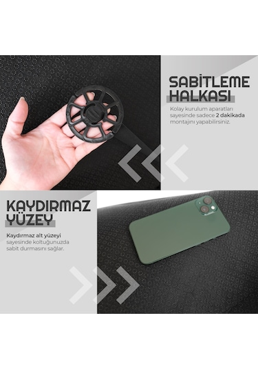 Otom Premium Ön Koltuk Minderi Yüksek Kalite Keten Ekstra Cepli Siyah