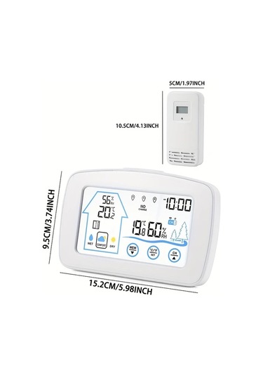 Boatshop1 Beyaz Kablosuz Ic Dis Mekan Termometre Higrometre Dijital Renkli Ekran Hava Istasyonu