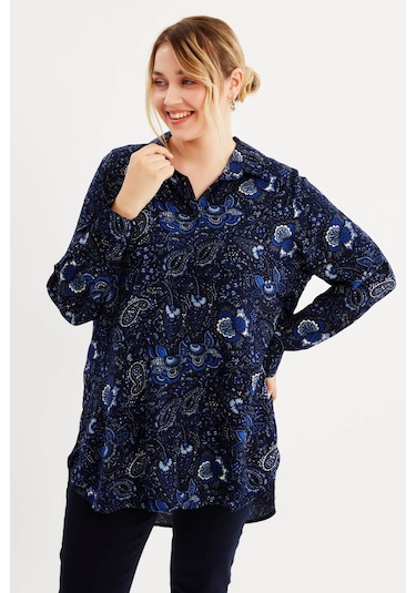 Uzun Kollu Gömlek Tunik-lacivert Lacivert