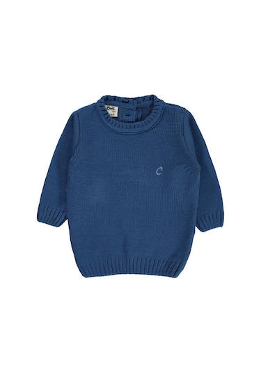 Civil Baby C Nakışlı Düz 6-18 Ay Kazak Mavi