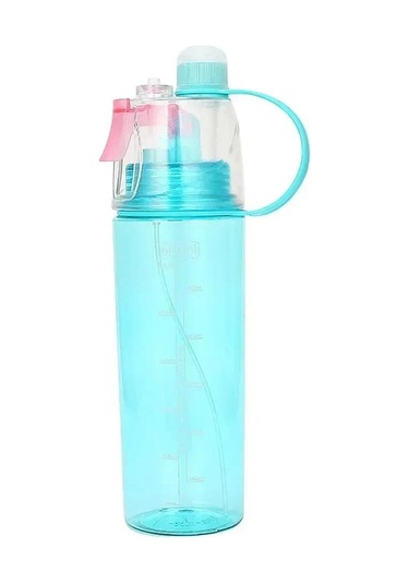 Mufunye Mavi 600ml Sprey Özellikli Spor Su Bardağı - Dış Mekan Kullanıma Uygun Plastik Soğutucu İçecek Kabı Mavi