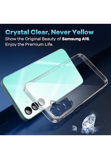 Samsung Galaxy Uyumlu A16 Kılıf Şeffaf Silikon + 9h Ekran Koruyucu Cam