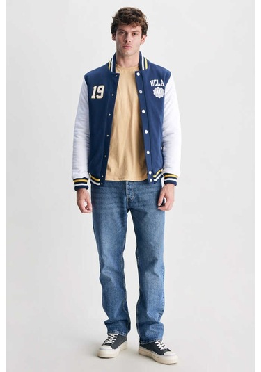 Upland Lacivert Çıtçıtlı Baskılı Standard Fit Erkek Mont Lacivert