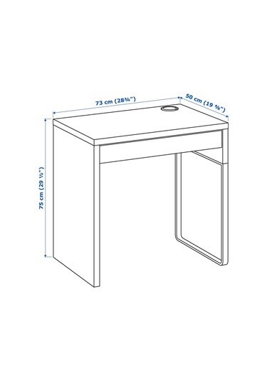 Mıcke Çalışma Masası, Beyaz Renk Meridyendukkan 73x50 Cm Çekmeceli Model