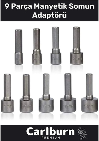 Premium Titanyum Kaplama Uzun Ömürlü Aşınma Karşıtı Koruma 9 Parça Manyetik Somun Adaptörü Seti