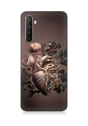 Realme X2 Uyumlu Kalp Ve Gül Desenli Silikon Kılıf