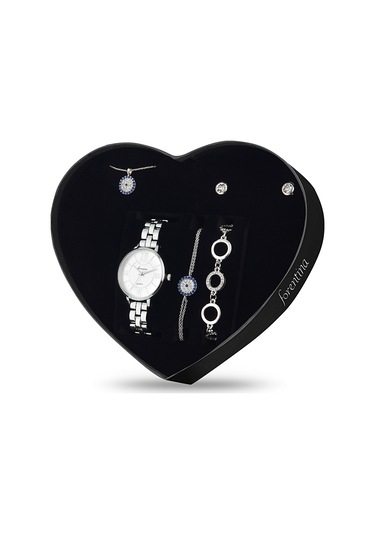 Forentina Nazar Boncuklu Kolye Bileklik Küpe Saat - Hediye Seti P