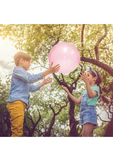 Geeroyoo Tpr Malzeme Şişirilebilir Balon Topu - Pembe Renk, 40cm Çap, Çanta Ve Üfleme Borusu Dahil
