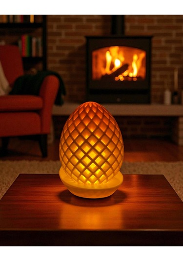 Ananas Desenli Dekoratif Gece Lambası El Yapımı Sarı Işık