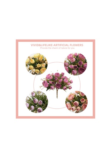 Wezone Pembe Yapay Çiçek Buketi - Şık Salon Dekorasyonu İçin Dayanıklı İpek Kumaş Çiçekler
