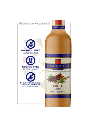 Simoenlli Kahve Şurubu Chai Tea Aromalı 700 ML + Pompa Simonelli