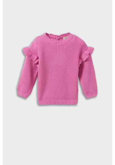 Defacto Kız Bebek Bisiklet Yaka Triko Kazak F2627a525wnpn280 Pembe