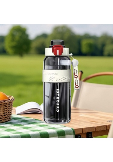 Suntek Spor Şişesi 27oz Kolay Temizlenebilir Pipetli Beyaz