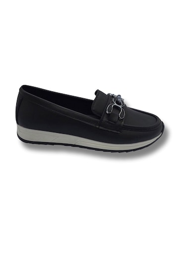 Tarzbu Kadın Siyah Taşlı Tokalı Comfort Loafer Ayakkabı, Rahat Taban, Düz Kadın Babet Ayakkabı Taslıtokalıtarzkl1 1961 Sıyah