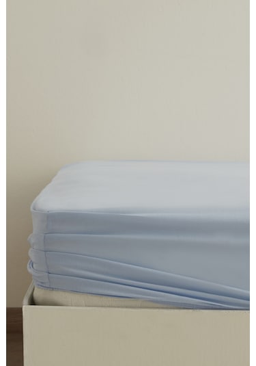 Karaca Home Basic %100 Pamuk King Kişilik Lastikli Çarşaf Mavi