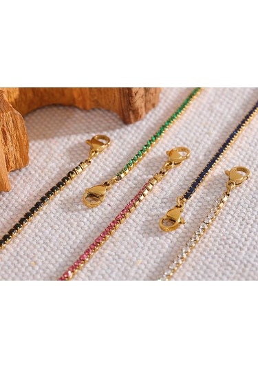 Mavi Eetit Şık Ince Paslanmaz Çelik Zincir Renkli Kübik Zirkonya Bilezik Bileklik 18 K Altın Kaplama Nefis Trendy Takı Kadınlar Yeni Mavi