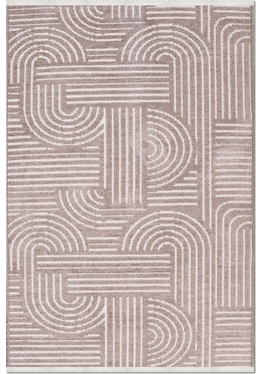 Revna Bej Kahverengi Yıkanabilir Halı Kaydırmaz Pamuk Dokuma Salon Mutfak Koridor İçin Kahverengi