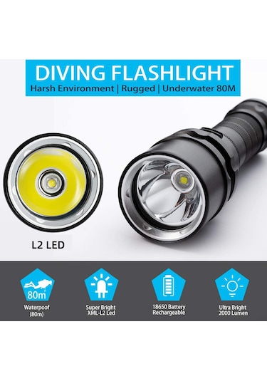 Mufunye Güçlü Led Dalış Feneri - Derin Deniz Aydınlatma, Manyetik Şarj, Uzun Ömürlü Çok Renkli