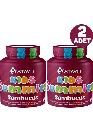 Atavit Kids Sambucus 60 Gummies 2 Adet