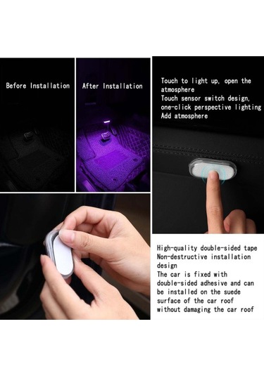 Adet Araba İç Aydınlatma Otomatik Tavan Tavan Okuma Lambası Led Araba Stil Gece Lambası Mini Usb Şarjlı Araba Lambası 5v