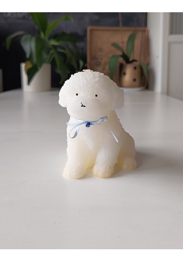 Köpek Figürlü Mum Beyaz 12 Cm