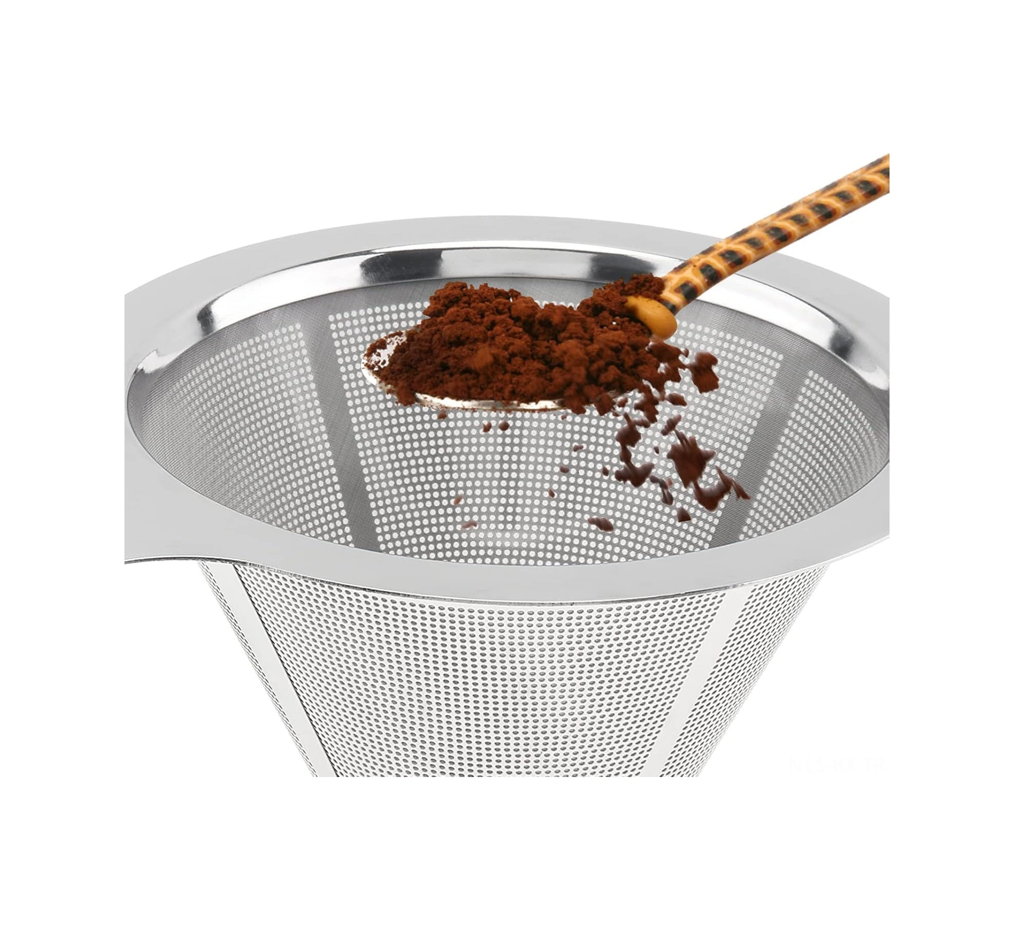 Kangvka 304 Paslanmaz Çelik Kahve Filtresi, Tek Kullanımlık Kağıt İhtiyacı Olmadan Yeniden Kullanılabilir 2-4 Bardaklı Konik Filtre Kırmızı Sarı