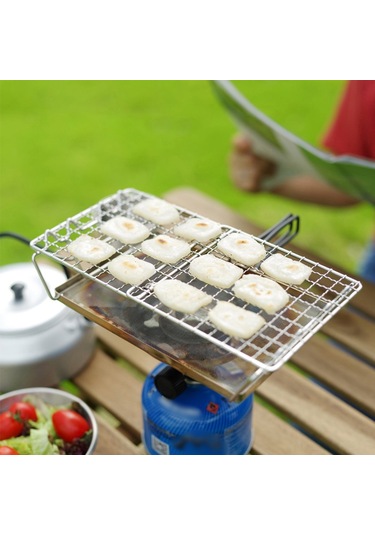 Jeehugo Stahl Çelik Islak Ekmek Izgara, Ev Ve Çıktı Kullanımı, Et Ve Şiş Kebabı Pişirme, Dağ Şekli, Hafif Ve Konforlu Gümüş