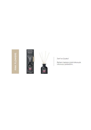Bambuhome Dıffuser Oda Ofis Ortam Kokusu Pembe Çiçekler 120 Ml Reed Dıffuser Pink Flower Çiçek Buketi
