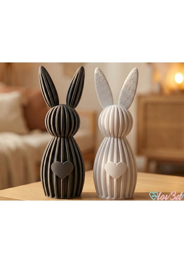 Black & White Bunny Figurines / Siyah Beyaz Tavşan Dekor / Nordic Table Ornament